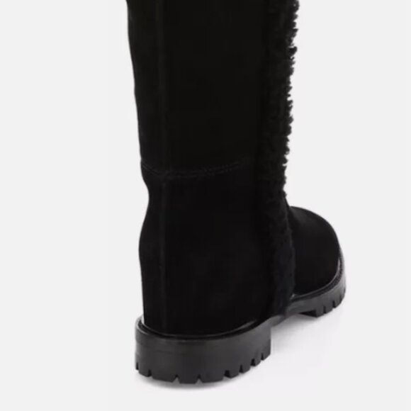 NEW ~ Aquatalia Cheyenne ~ Knee-High SHEARLING LINED Suede Boots ~Black, Sz 8 - Picture 9 of 9